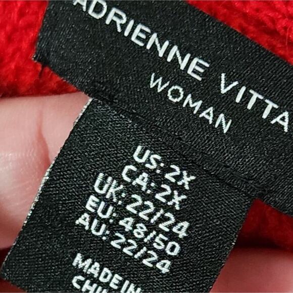 Adrienne Vittadini red wool blend sweater jacket Jackie O 60s style plus size 2X - Picture 6 of 8